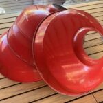 Bright Red enamel shade base 14 1/2" - Image 3