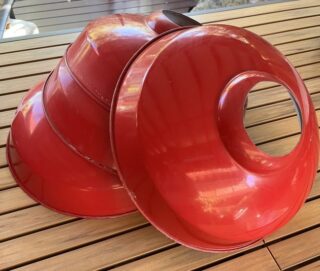 Bright Red enamel shade base 14 1/2" - Image 3
