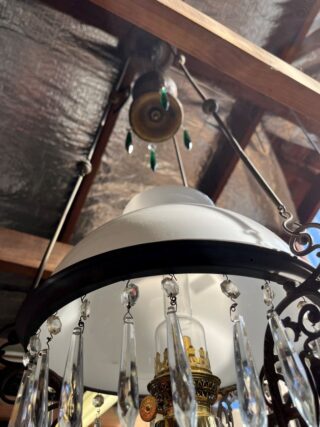 Hanging oil lamp opal porcelain font and holder - Image 2