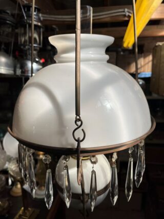 Hanging oil lamp opal porcelain font and holder - Image 8