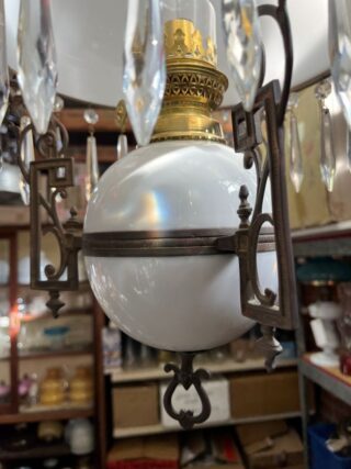 Hanging oil lamp opal porcelain font and holder - Image 7