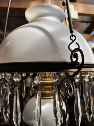 Hanging oil lamp opal porcelain font and holder - Image 10