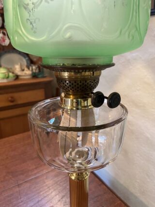 Brass Table Oil Lamp facet cut crystal font - Image 2