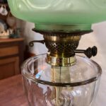 Brass Table Oil Lamp facet cut crystal font - Image 3