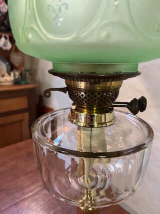 Brass Table Oil Lamp facet cut crystal font - Image 3