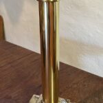 Brass Table oil lamp red swirl shade - Image 4