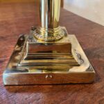 Brass Table oil lamp red swirl shade - Image 7