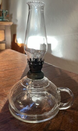 Finger Lamp loop handle hand blown dimpled glass