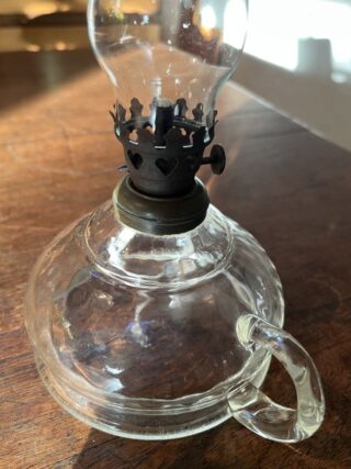 Finger Lamp loop handle hand blown dimpled glass - Image 2
