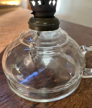 Finger Lamp loop handle hand blown dimpled glass - Image 4