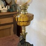 Spelter Conquistador Oil Lamp