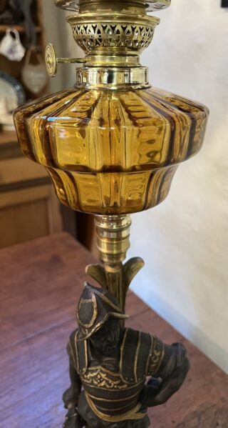 Spelter Conquistador Oil Lamp - Image 3