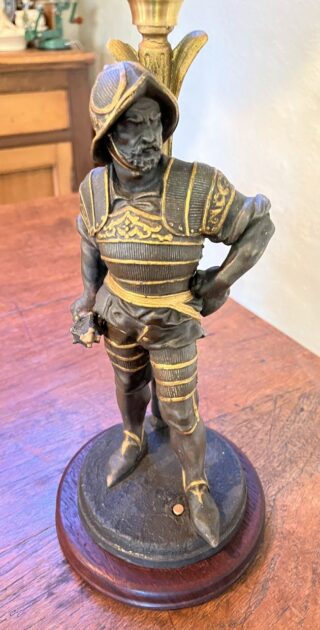 Spelter Conquistador Oil Lamp - Image 4