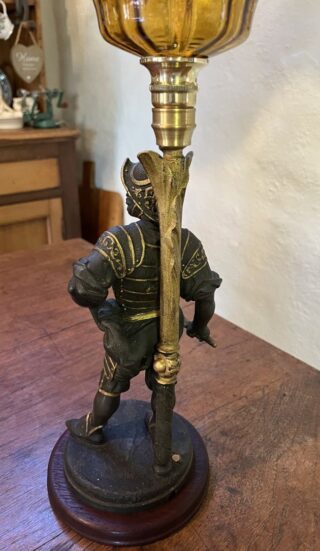 Spelter Conquistador Oil Lamp - Image 5