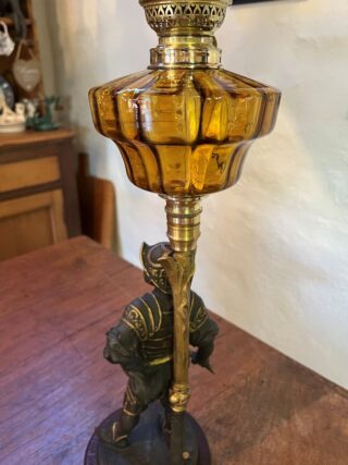 Spelter Conquistador Oil Lamp - Image 6