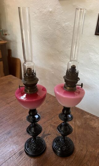 Victorian oil lamp candlesticks pair - Image 8