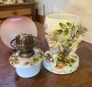 German Sitzendorf Cherub oil lamp - Image 8