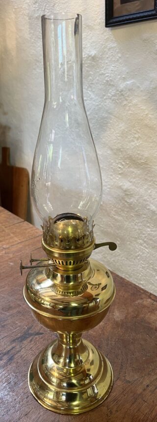 English Brass duplex oil lamp