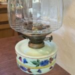 Greek Goddess cast base oil lamp, hand painted font