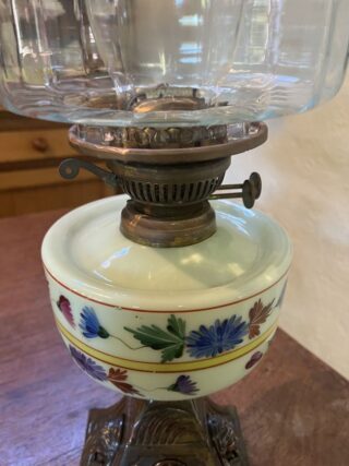 Greek Goddess cast base oil lamp, hand painted font - Image 2