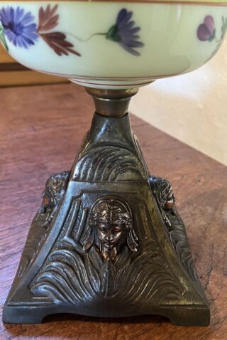 Greek Goddess cast base oil lamp, hand painted font - Image 3