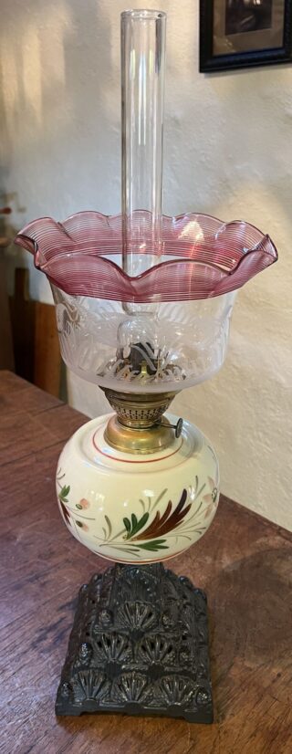 Porcelain hand painted oil lamp