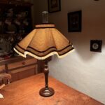 Aladdin oil lamp with unusual fabric shade