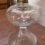 Vintage Pedestal oil lamp with ribbed base